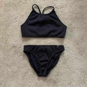 Abbercrombie • Ribbed Two-Piece Swimsuit in Black, Size 7/8